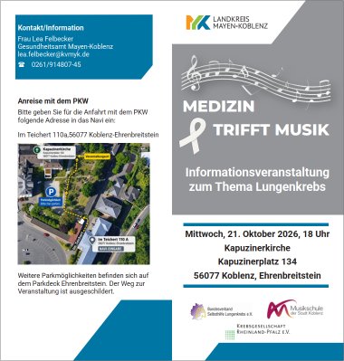Gesundheitsamt Mayen-Koblenz lädt zu Info-Veranstaltung zum Thema Lungenkrebs ein Gesundheitsamt Mayen-Koblenz lädt zu Info-Veranstaltung zum Thema Lungenkrebs ein